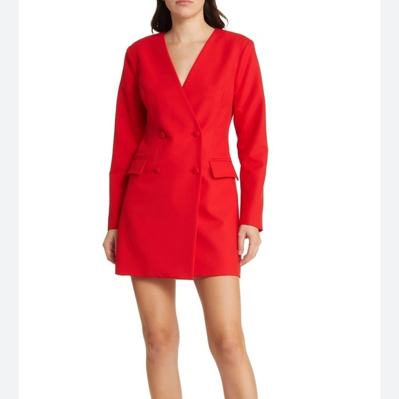 ADELYN RAE
Solani Double Breasted Long Sleeve Blazer Minidress in Fiery Red - Picture 4 of 9
